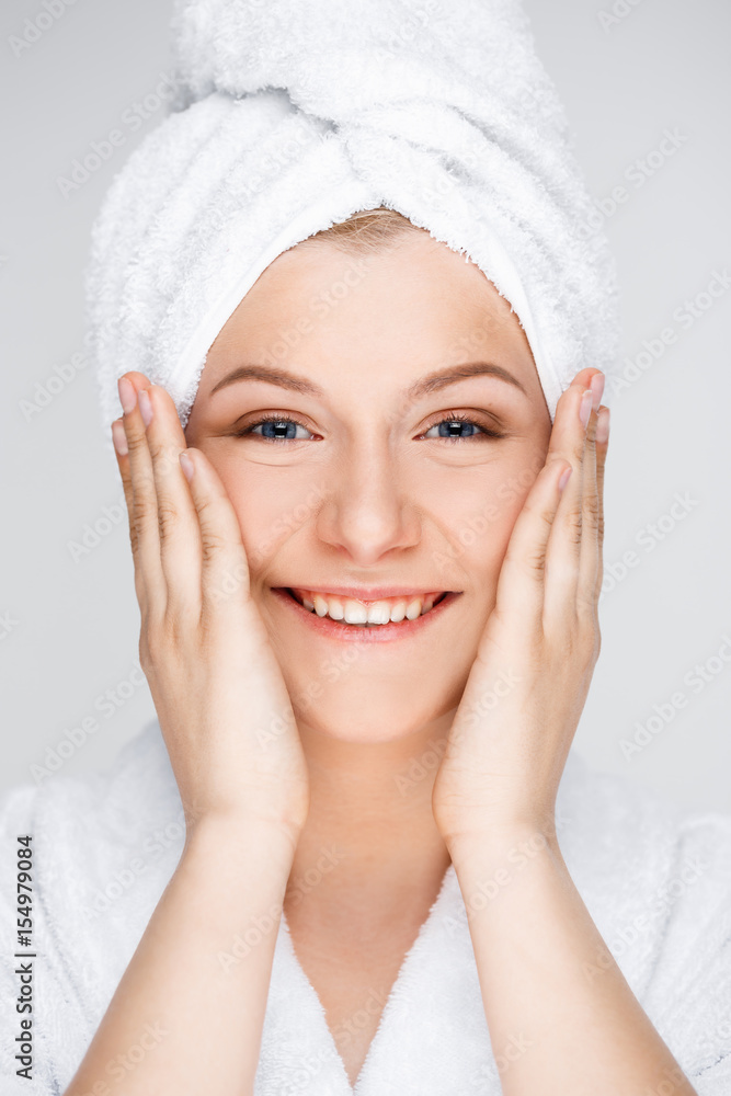 Portrait of young pretty girl over white background. Portrait of young pretty girl over white background.