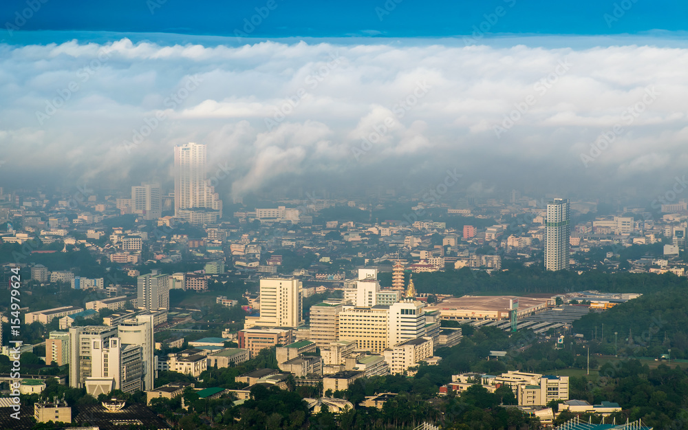 Fog over Hat Yai City Thailand