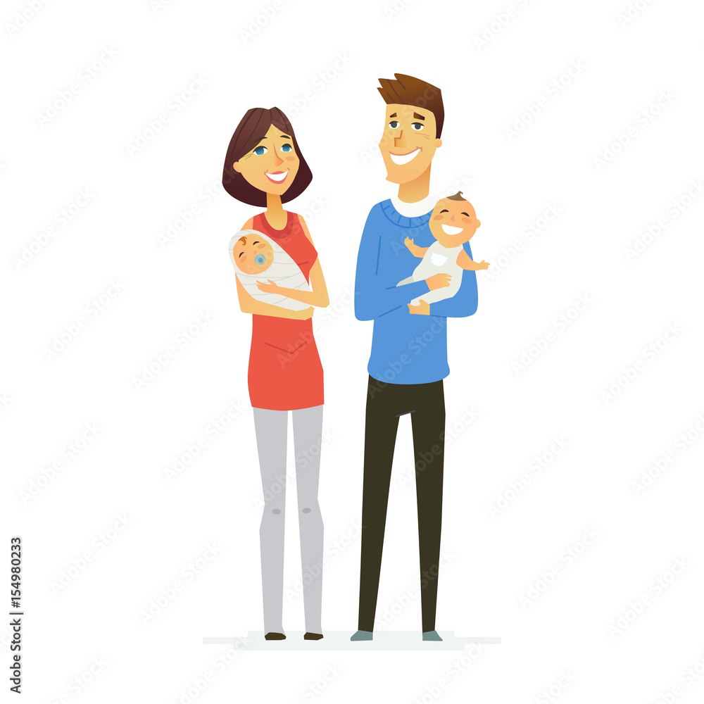Family - colored modern flat illustration composition.