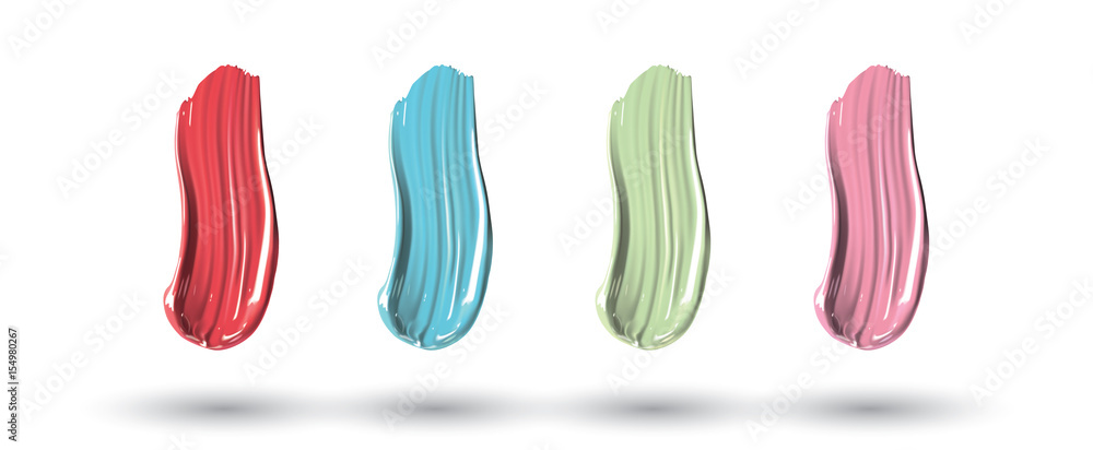 Different lipstick smears on white background. Beauty and cosmetics minimalist concept. elements for flyer, banner, leaflet. Template Vector Different lipstick smears on white background. Beauty and cosmetics minimalist concept. elements for flyer, banner, leaflet. Template Vector