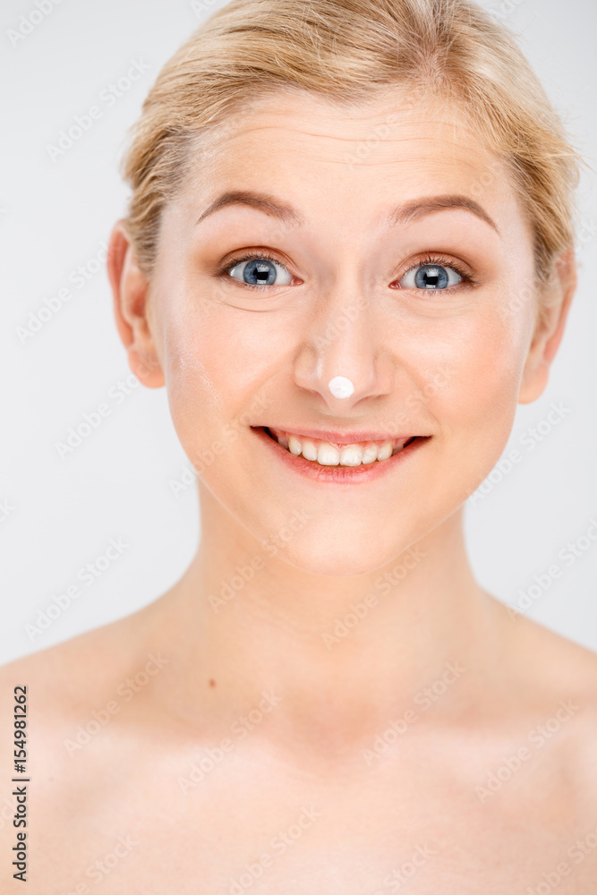 Portrait of young pretty girl over white background. Portrait of young pretty girl over white background.