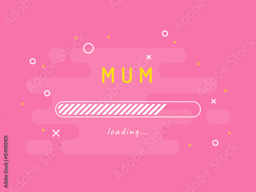 Mum loading - vector illustration. Pink background.