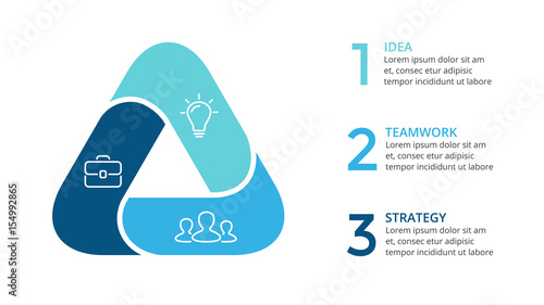 Vector circle arrows triangle infographic, cycle diagram, graph, presentation chart. Business concept with 3 options, parts, steps, processes. 16x9 slide template.