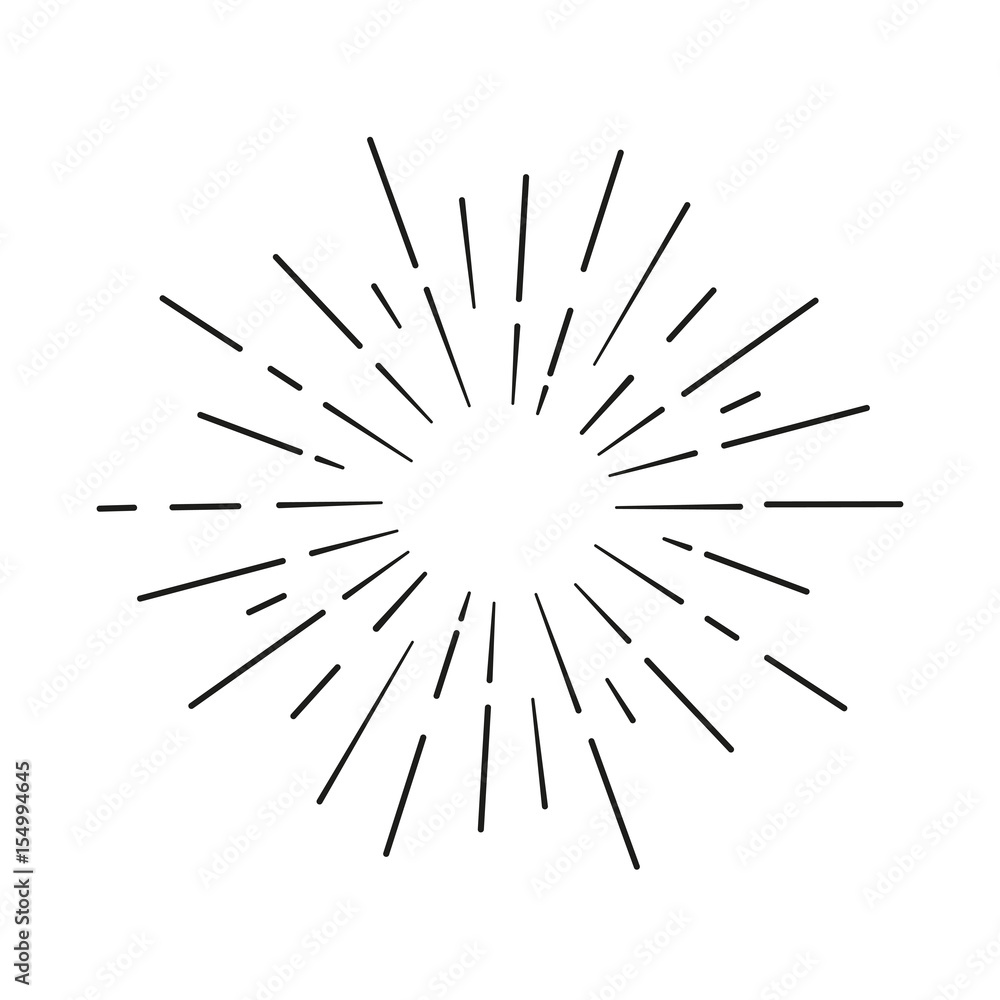 Obraz premium Sun rays hand drawn, linear drawing