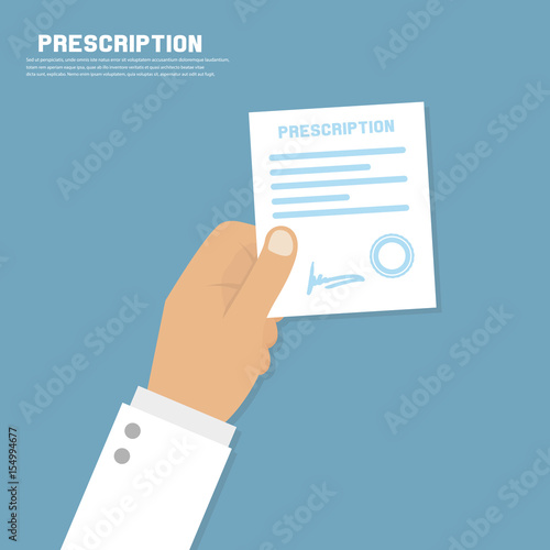 Hand holding a prescription. Medicine and healthcare illustration