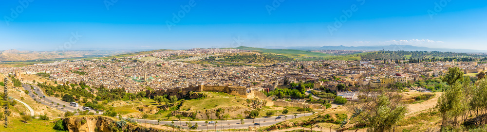 Panoramic view at the Old Medina of Fez - Morocco