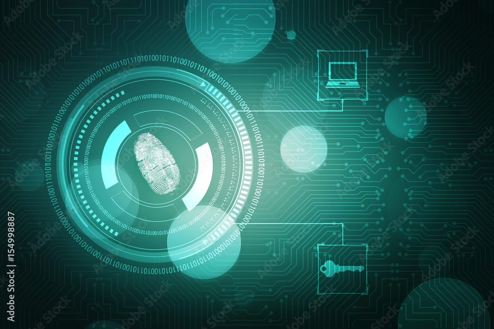 Obraz premium Security concept: fingerprint on digital screen