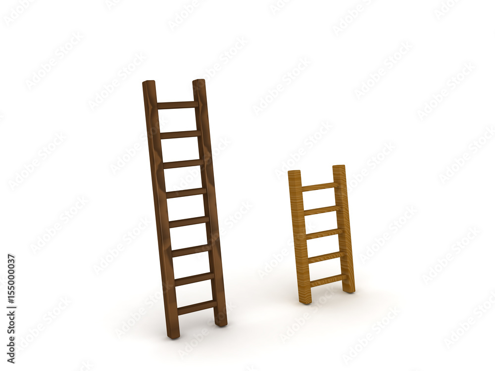 3D illustration of a tall and short ladder Stock Illustration | Adobe Stock