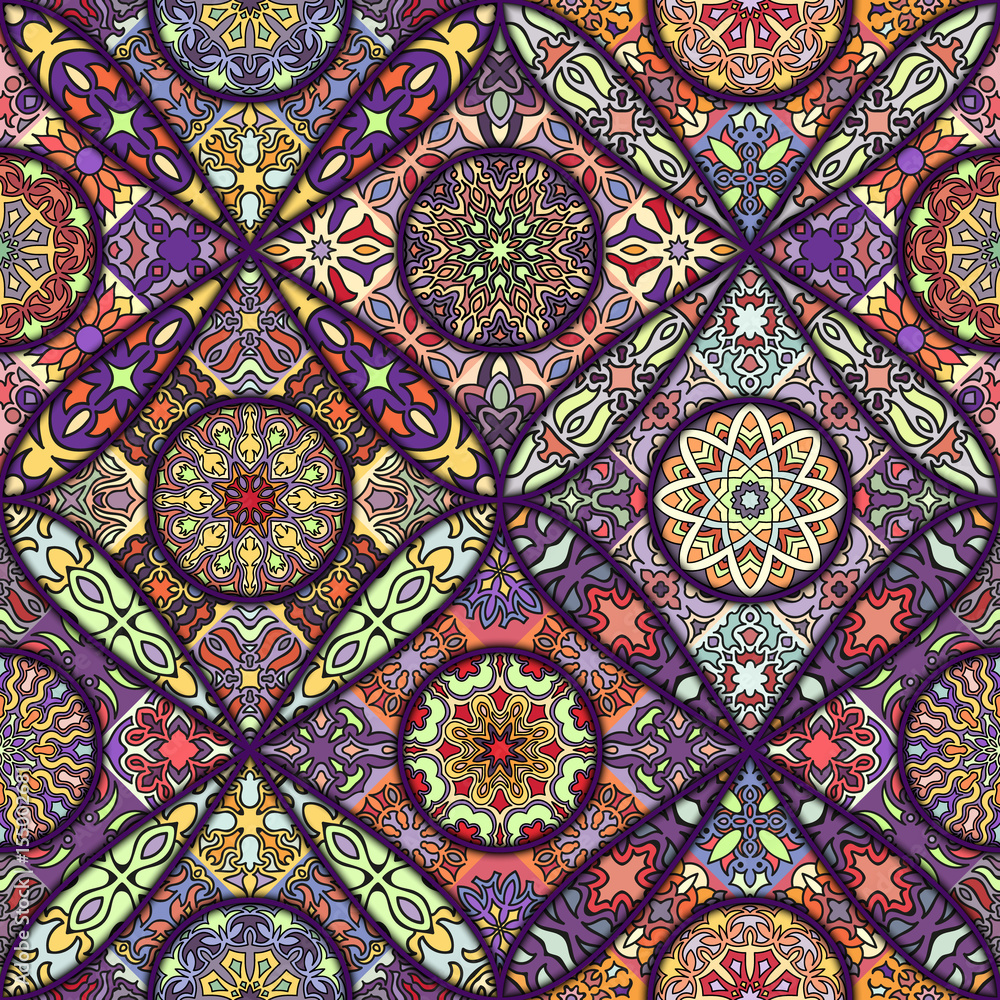 Seamless pattern. Vintage decorative elements. Hand drawn background. Islam, Arabic, Indian, ottoman motifs. Perfect for printing on fabric or paper.