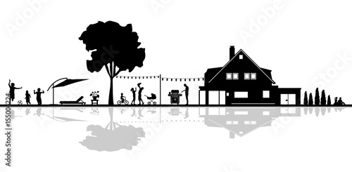 Silhouette Gartenparty