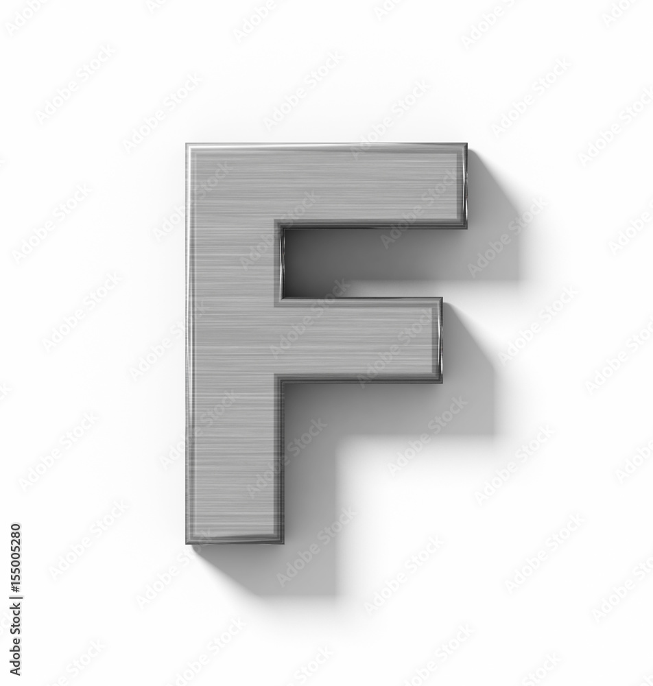 letter F 3D metal isolated on white with shadow - orthogonal projection letter F 3D metal isolated on white with shadow - orthogonal projection
