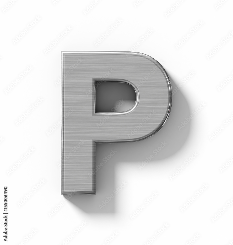 letter P 3D metal isolated on white with shadow - orthogonal projection letter P 3D metal isolated on white with shadow - orthogonal projection