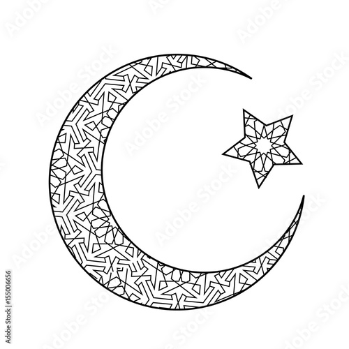 Crescent moon and star