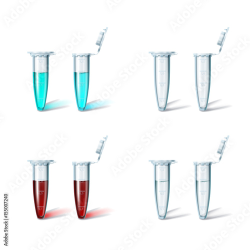 Set four opened and closed microtest tubes