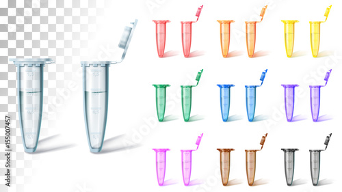 Set test tube multi color on transparent
