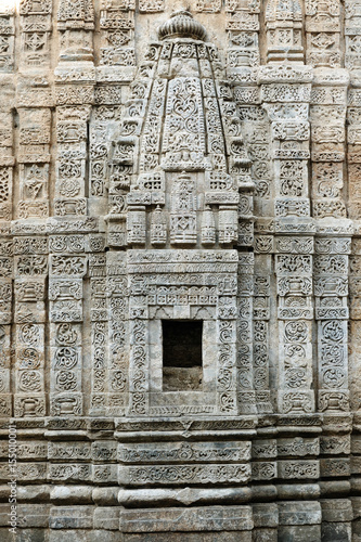 India, Detail on the wall in Fort Kangra near Kangra city. Ruined Lakshmi Narayan tempel. photo