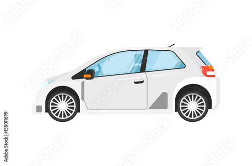 Modern universal car isolated vector illustration on white background. Comfortable family hatchback, auto vehicle, people city transport in flat design