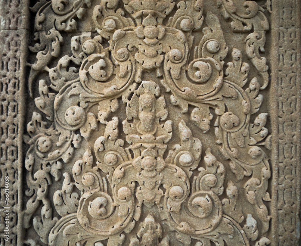 pattern wall at Angkor Wat, Siem Reap, Cambodia