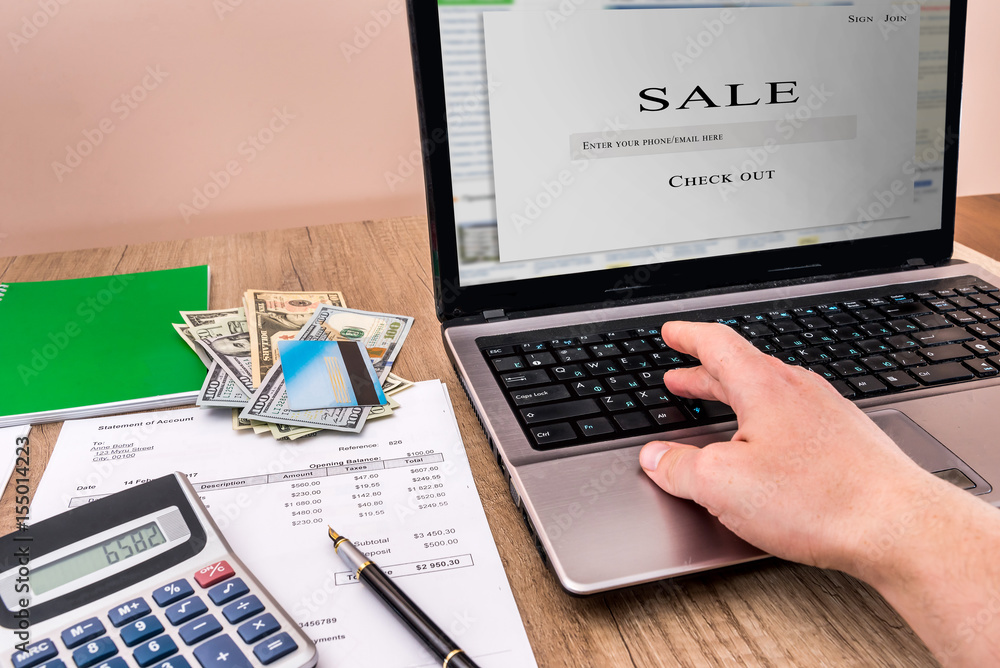 Shopping Online - credit card, laptop, money Shopping Online - credit card, laptop, money