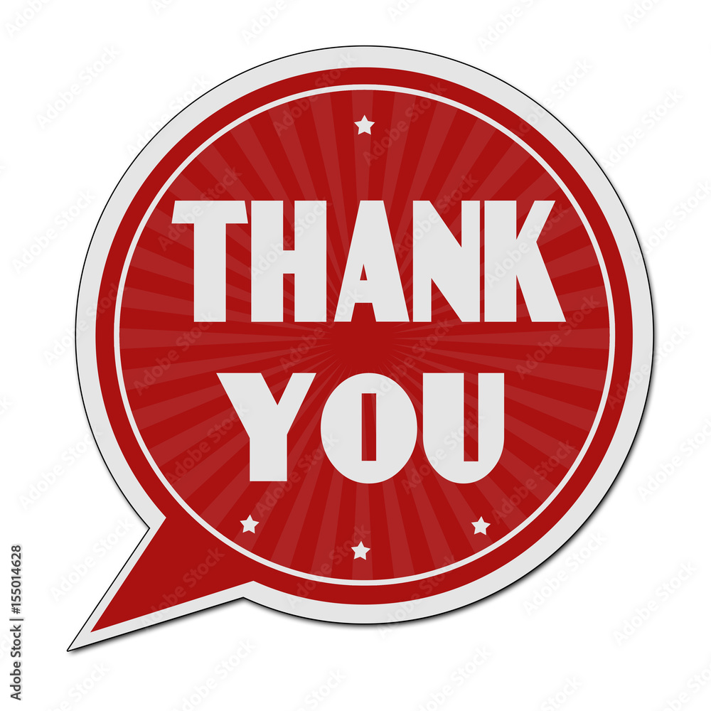 Fotografie Thank you red speech bubble label or sign