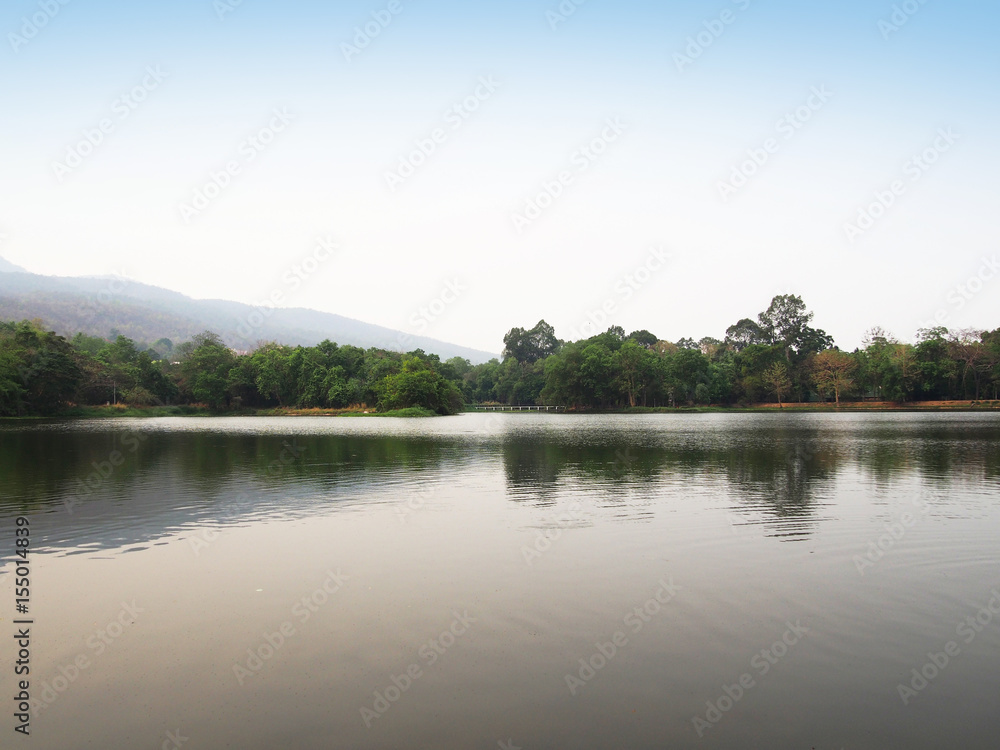 Ang Kaew reservoir at Chiang Mai University in Thailand
