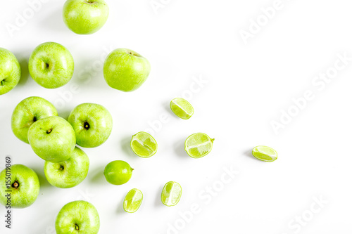 Wallpaper Mural Organic fruits with green apples mock up on white background top view Torontodigital.ca