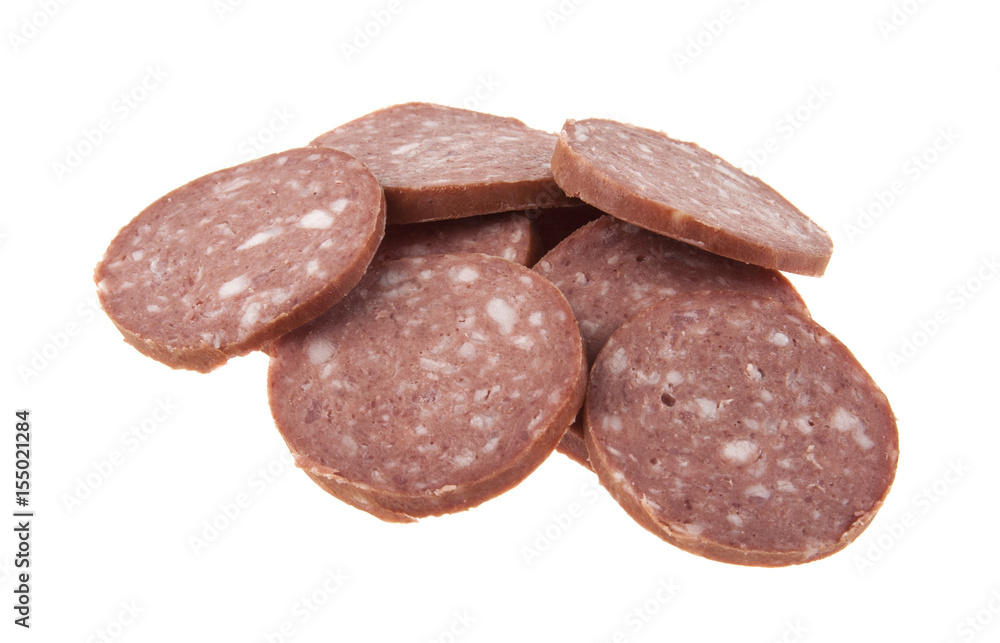 Salami isolated on white background Salami isolated on white background
