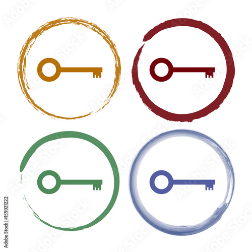 Pinselstrich Icon Set - Schlüssel - Sicherung