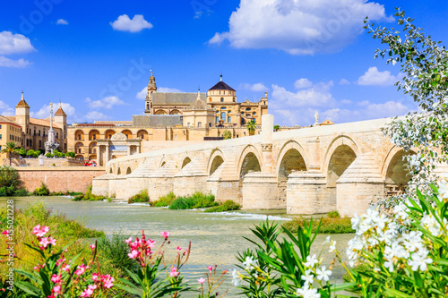 Cordoba, Spain. The Roman Bridge and Mosque (Cathedral) on the Guadalquivir River. photo
