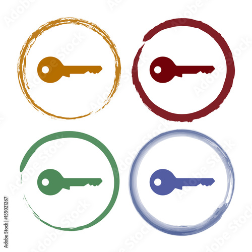 Pinselstrich Icon Set - Schlüssel - Datenschutz