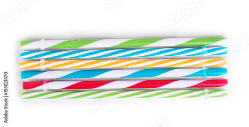 Colorful drinking striped straw isolated on white background