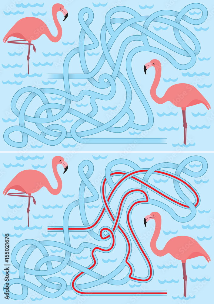 Naklejka premium Flamingo maze