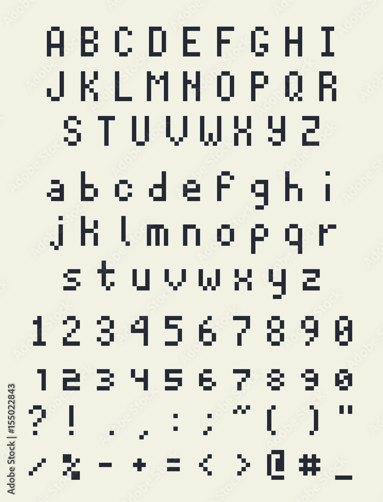 Font retro pixel, kiểu video game, chữ cái và số 8-bit: Font retro pixel là một trong những font được ưa chuộng trong thế giới game. Với các kí tự pixel và màu sắc đậm, font này giúp tạo ra một cảm giác thú vị như đang chơi một tựa game cổ điển. Các chữ cái và số đều được thiết kế theo kiểu 8-bit độc đáo. Hãy truy cập ảnh liên quan để khám phá thêm về font retro pixel này.