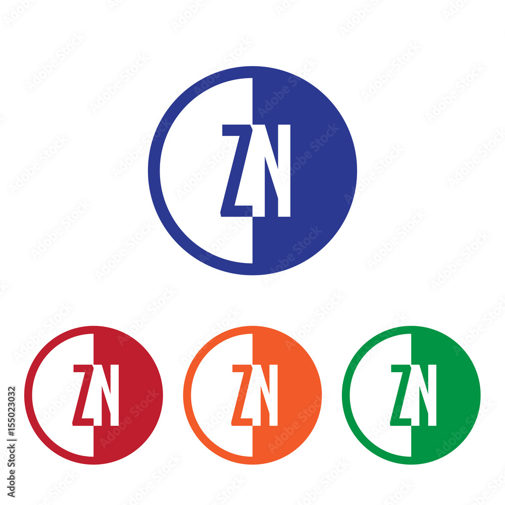ZN initial circle half logo blue,red,orange and green color ZN initial circle half logo blue,red,orange and green color