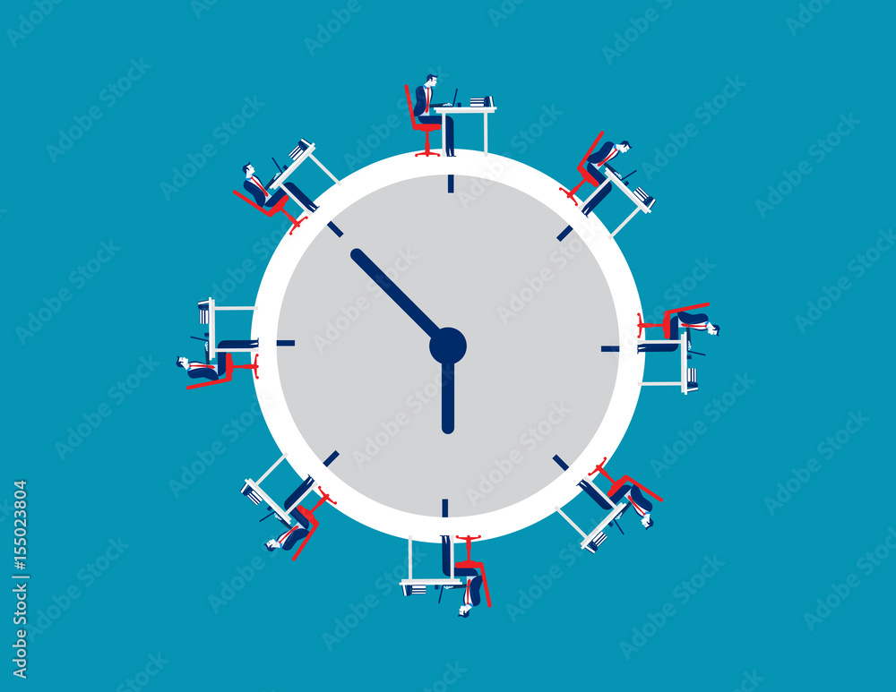 Business team working time. Vector business. Business team working time. Vector business.