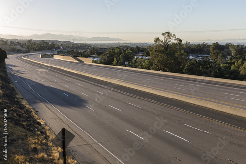 Empty ten lane freeway at s...