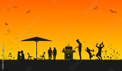 Silhouette Feiern im Park