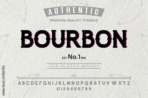 Font.Alphabet.Script.Typeface.Label.Bourbon typeface.For labels and different type designs