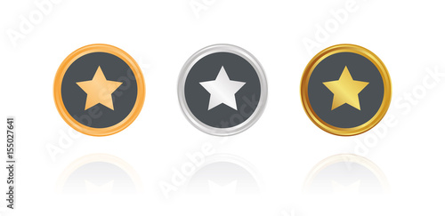 Stern - Favorit - Bronze, Silber, Gold Buttons