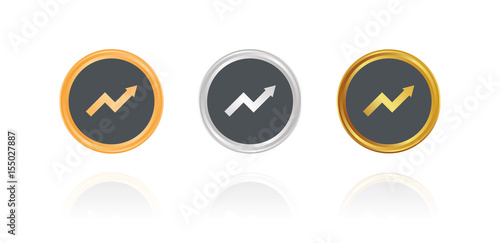 Anstieg - Statistik - Bronze, Silber, Gold Buttons
