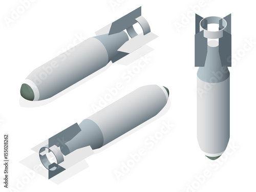 Isometric Aerial Bomb on a white isolated background