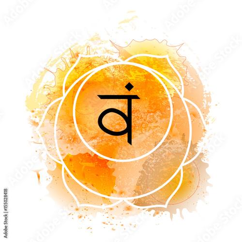 Svadhisthana chakra on orange watercolor background