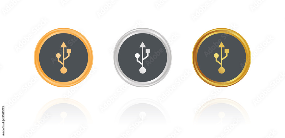 USB Schnittstelle - Bronze, Silber, Gold Buttons USB Schnittstelle - Bronze, Silber, Gold Buttons