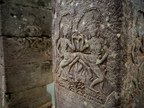 pillar of Bayon temple in Angkor Thom, Siemreap, Cambodia
