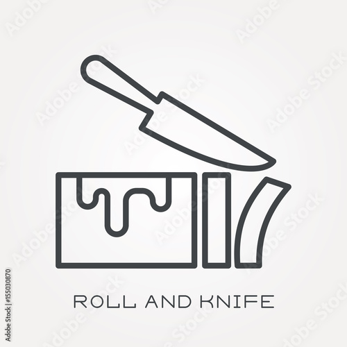 Line icon roll and knife