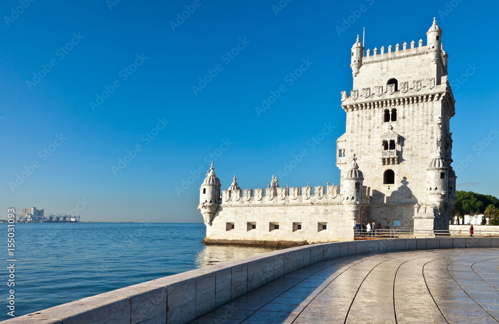 Lisbon. The Belem Tower or the Tower of St Vincent was built in 1515-1521  in honor of the discovery of Vasco da Gama sea route to India (Torre de Belem)