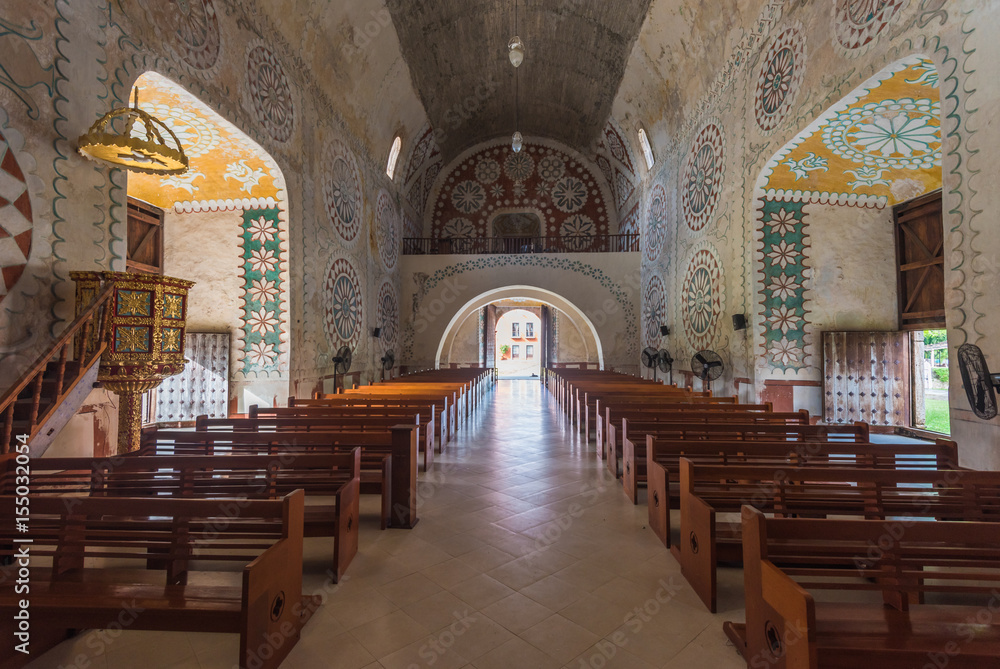 Interior of the Church in Uayma mayan town, Yucatan, Mexico