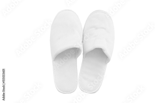 White comfortable slippers isolate on white background.