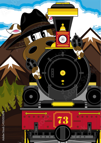 Cow Cowboy and Steam Train