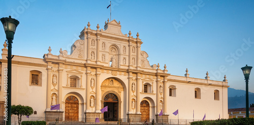 Saint James Cathedral, Central Square, Antigua, Guatemala, Spanish Baroque Guatemalan Architectural Style. 
